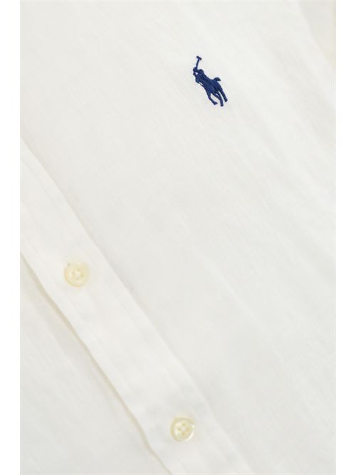 Camicia button-down in lino Bianco POLO RALPH LAUREN | 710966295003